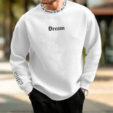 Men Sweatshirt Men Soft Sweatshirt Cozy Men's Fall Winter Sweatshirt Round Neck Letter Print Thick Loose Fit Soft Warm Mid